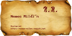 Nemes Milán névjegykártya